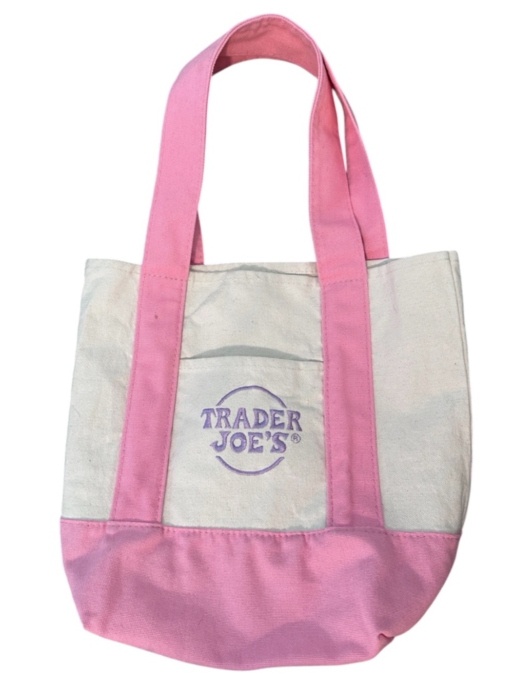 Trader Joe's Mini Tote Pastel Pink Purple Canvas